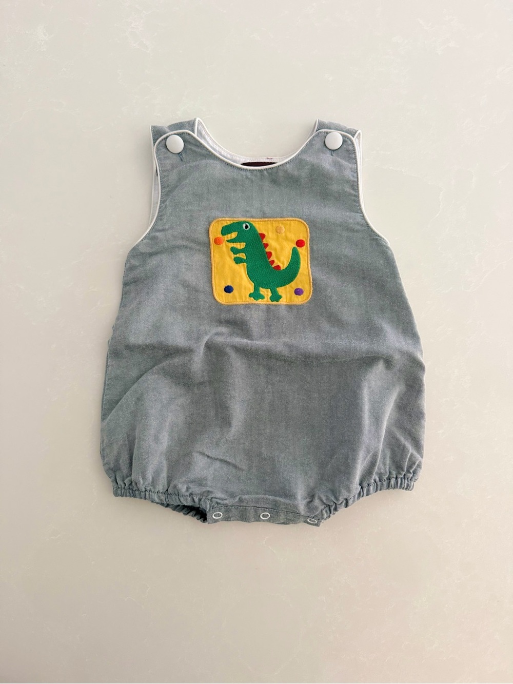 Lil Cactus Grey Dinosaur Bubble Romper • Size 6-12M